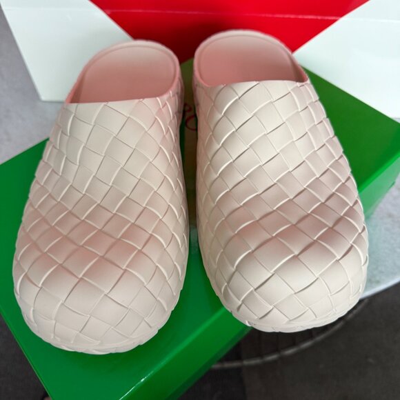 BOTTEGA VENETA 741339 Beebee Sea Salt Rubber Clogs, Size 44 - Picture 1 of 14